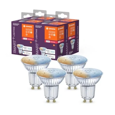 Afbeelding van LEDVANCE Smart+ reflectorlamp met ZigBee technologie, 4,9W, PAR16, lichtkleur RGBW instelbaar, voet GU10, set van 4