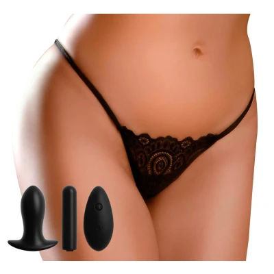 Afbeelding van Pipedream Remote Lace Peek a Boo OS Anal Toys Buttplugs Zwart
