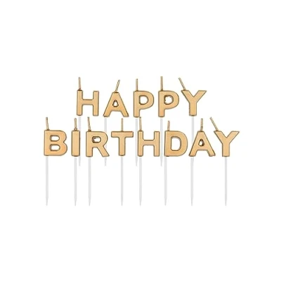 Afbeelding van Folat Kaarsenset &#039;Happy Birthday&#039; goudkleurig