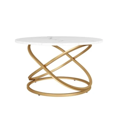Afbeelding van Vicco Salontafel &quot;Calgary&quot;, Wit/Goud, 79.5 x 46 cm met groot werkoppervlak