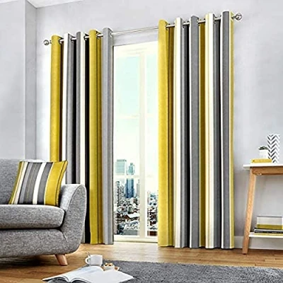 Afbeelding van Fusion Twee gordijnpanelen, katoen, polyester, oker, b 168 cm (66) x D183 (72)