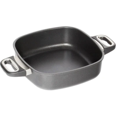 Afbeelding van AMT Gastroguss Vierkante pan gietaluminium inductie 24x24x7 cm met zijgrepen