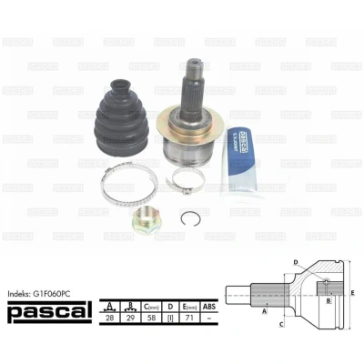 Afbeelding van Homokineet reparatie set, aandrijfas PASCAL G1F060PC