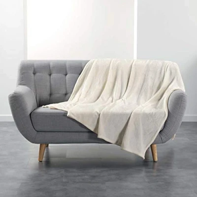 Afbeelding van douceur d&#039;intérieur, Deken (180 x 220 cm) Flanou naturel, flanel