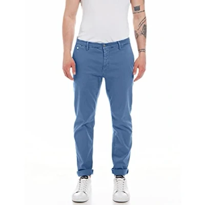 Afbeelding van Replay M9722A Benni Hyperchino Color Xlite heren Jeans, Slate Blue 958, 27W / 30L