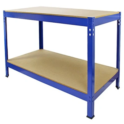 Afbeelding van Monster Racking Q Rax werkbank werkplaats werkplaatsstelling garagerek magazijnrek in blauw 120cm x 60cm 90cm