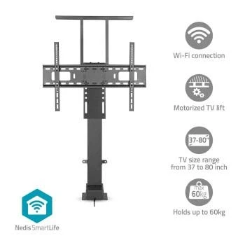 Afbeelding van Nedis Gemotoriseerde TV lift 37 80 &quot; Maximaal schermgewicht: 60 kg Ingebouwd Kastontwerp Hefbereik: 68 158 cm Afstandbestuurbaar ABS / Staal Zwart