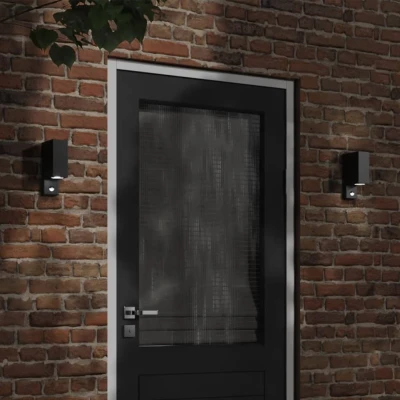 Afbeelding van Buitenwandlampen 2 st met sensors gegoten aluminium zwart