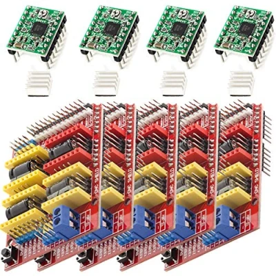 Afbeelding van AZDelivery 5 x CNC Schild V3 Bundel met 4 stuks A4988 Driver Stappenmotor Koellichaam compatibel Arduino Inclusief E Book!