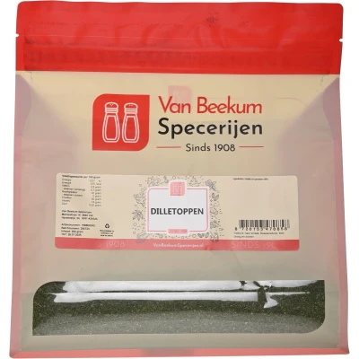 Afbeelding van Van Beekum Specerijen Dilletoppen 200 gram (hersluitbare stazak)