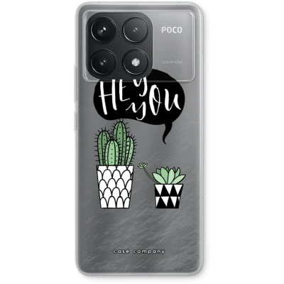 Afbeelding van Case Company® hoesje geschikt voor Xiaomi Poco F6 Pro Hey you cactus Soft Cover Telefoonhoesje Bescherming aan alle Kanten en Schermrand
