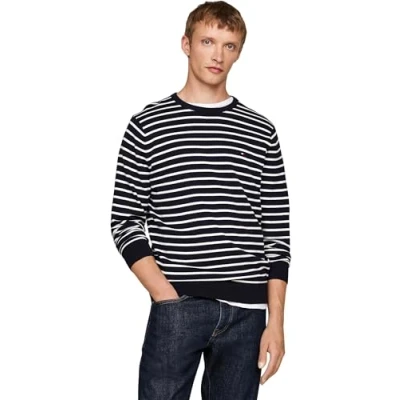 Afbeelding van Tommy Hilfiger Heren Essential Cotton Crew Neck Mw0mw14748 Trui, blauw (Desert Sky/Ivoor), Small, S