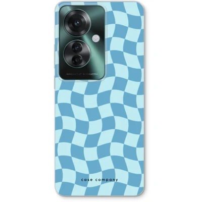 Afbeelding van Case Company® hoesje geschikt voor Oppo Reno 11 F Grid Blauw Soft Cover Telefoonhoesje Bescherming aan alle Kanten en Schermrand