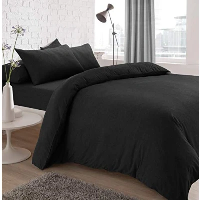 Afbeelding van Sleepdown Jersey Melange elastisch laken superzacht warm, gezellig, comfortabel, gemakkelijk te onderhouden, uniform garen gekleurd beddengoed, beddengoed dubbele koolstof