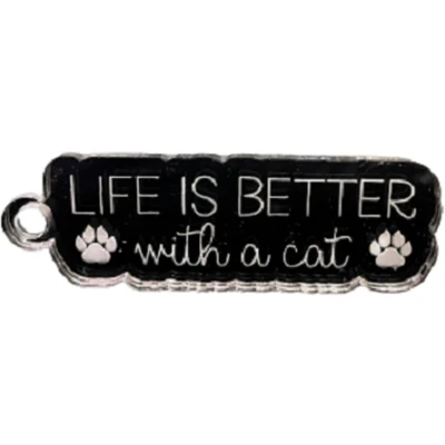Afbeelding van LBM Sleutelhanger Life is better with a cat zilver