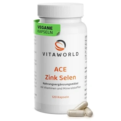 Afbeelding van vitaworld ACE zink + selenium, aangevuld met vitamine A, C en E in optimale dosering, veganistisch, 120 capsules