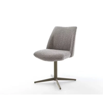 Afbeelding van DELIFE Draaistoel Elso Flex bouclé zilver grijs kruispoot afwerking met titanium 360 draaibaar pocketveer kern