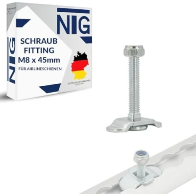 Afbeelding van Single schroeffitting voor Airline rail M8x45 500 daN eindfitting