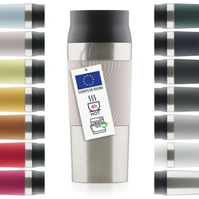 Afbeelding van Blumtal Thermosbeker Classic Lekvrij, BPA Vrij en Vaatwasserbestendig Hoge Kwaliteit Thermosfles met Quick Press Sluiting Travel Mug 350 ml Roze