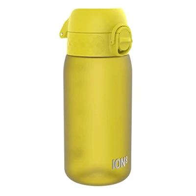 Afbeelding van ION8 Kinder Waterfles, 350 ml/12 oz, Lekvrij, Makkelijk te Openen, Veilige Vergrendeling, Vaatwasserbestendig, BPA vrij, Draaghendel, Schoon Maken, Geurvrij, Koolstofneutraal, Geel