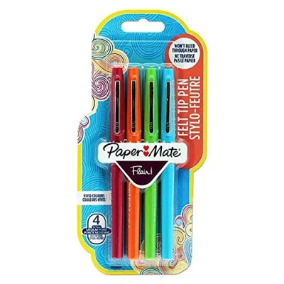 Afbeelding van Paper Mate Flair viltstiften Medium punt (0,7 mm) Diverse kleuren 4 stuks