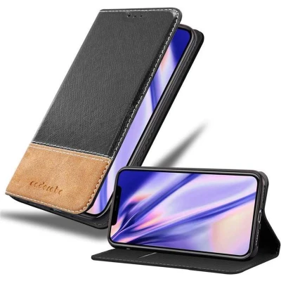 Afbeelding van Cadorabo Hoesje geschikt voor Apple iPhone XS MAX in ZWART BRUIN Beschermhoes met magnetische sluiting, standfunctie en kaartvakje Book Case Cover Etui