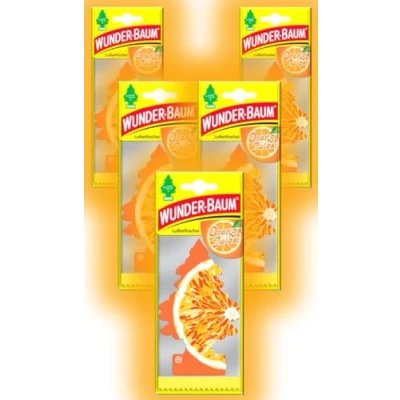 Afbeelding van Wunder Baum Autogeur luchtverfrisser geurboom geuren 5 stuks + stift light tribe (Orange Juice)