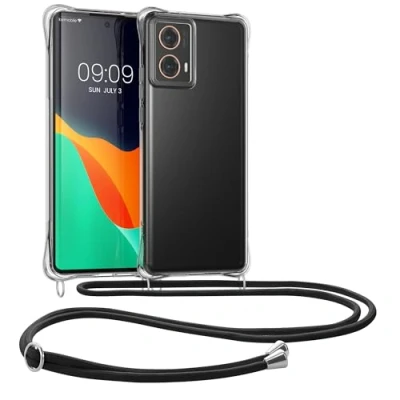 Afbeelding van kwmobile telefoonhoesje geschikt voor Motorola Moto G85 5G Hoesje met telefoonkoord Back cover in transparant / zwart