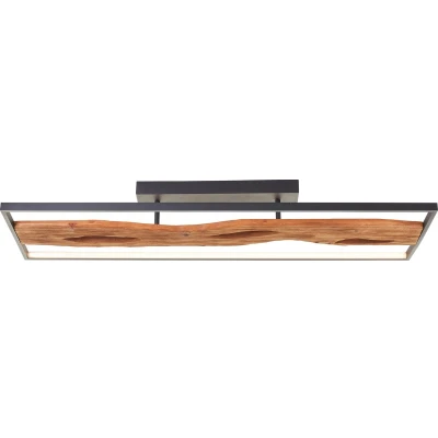 Afbeelding van Brilliant Plafondlamp zwart met hout Chaumont 100cm G80114/76