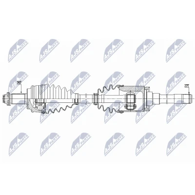 Afbeelding van NTY NPW BM 152 Aandrijfas Vooras rechts 923mm BMW: X3 (E83) 3.0 si, 2.5 sd, si xDrive, i i, d, 2.0 d 2003 2008