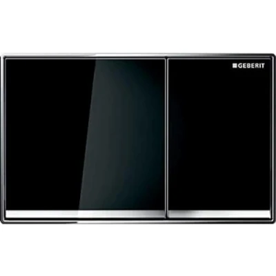 Afbeelding van Geberit omega60 bedieningsplaat df metaal 18 4x11 4cm frontbediend glas zwart 115081sj1 115 081 sj 1
