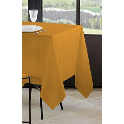 Afbeelding van Lovely Casa tafelkleed afmetingen 145 x 300 cm 100% polyester kleur Curry model Nelson rechthoekig wasbaar op 30 buitengewone kwaliteit