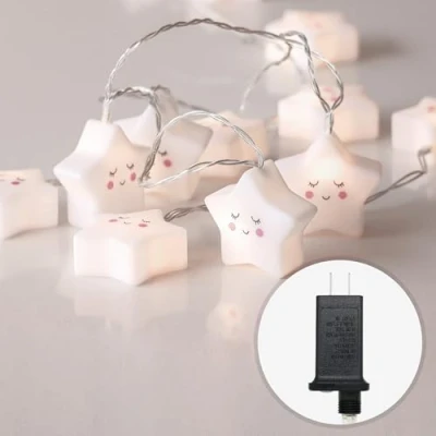 Afbeelding van Cobus CozyHome Lichtsnoer met sterren voor kinderen, 20 leds, 6 meter, warm wit, werkt op stroom, lichtketting, kinderkamer en jongens