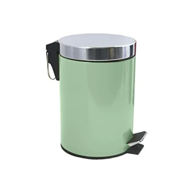Afbeelding van MSV Prullenbak/pedaalemmer metaal groen 3 liter 17 x 25 cm Badkamer/toilet Pedaalemmers