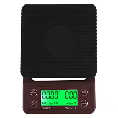 Afbeelding van Koffieschaal met timer, koffie overgieten Espressoschaal, elektronische weegschaal hoge precisie voor het zetten van koffie, LCD display(Wijnrood 2)