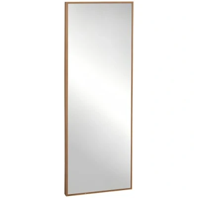 Afbeelding van Homcom wandspiegel, garderobespiegel, 125 x 45 cm, gangspiegel met houten frame, passpiegel, hangspiegel, woonkamerspiegel voor slaapkamer, naturel