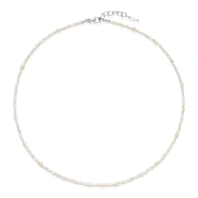 Afbeelding van MATERIA by Matthias Wagner Parelketting dames choker zilver 925 schelp ketting wit CO 57, Paarlemoer