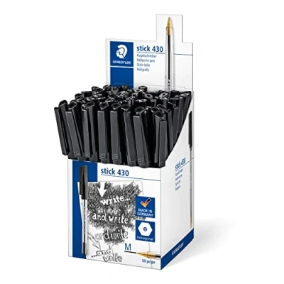Afbeelding van Pen Staedtler Stick 430 Zwart 50 Stuks