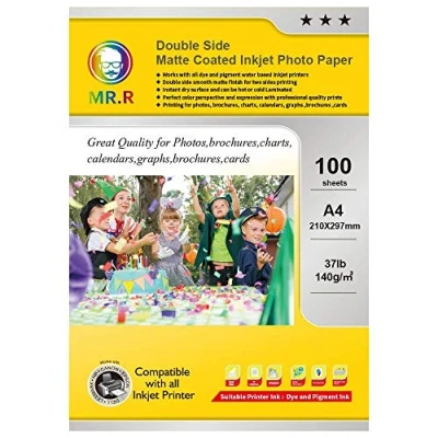 Afbeelding van MR.R 140gsm 100 Vellen A4 mat gecoat Inkjet Fotopapier dubbelzijdig Instant Droog Glanzend Waterdicht Wit Fotobladen 210x297mm