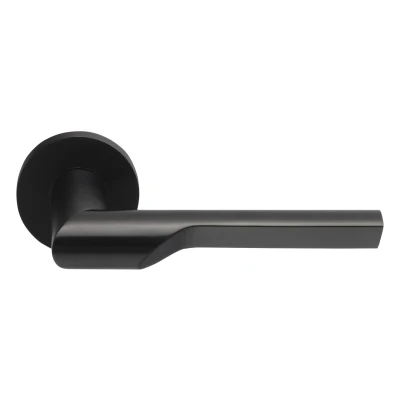 Afbeelding van Formani deurkruk Rivio by Gensler GL101 G geveerd op rozet PVD mat zwart