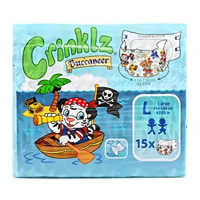 Afbeelding van Crinklz Luiers Buccaneer zeerover met folie maat L 15 stuks