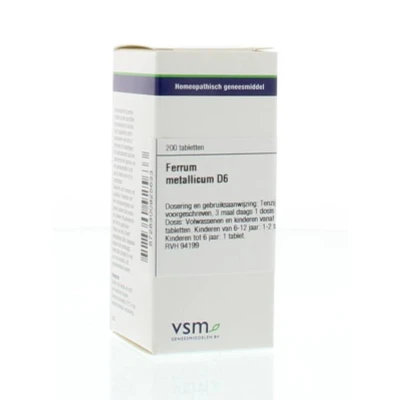 Afbeelding van Vsm Ferrum metallicum D6, 200 tabletten