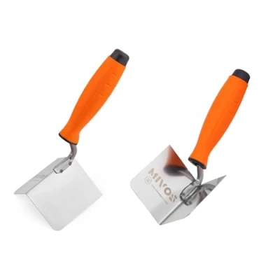 Afbeelding van 2 x hoektroffel van roestvrij staal, 80 60 mm, binnenhoektroffel en buitenhoekspaan voor binnen buiten, met zachte grip, hoekspatel