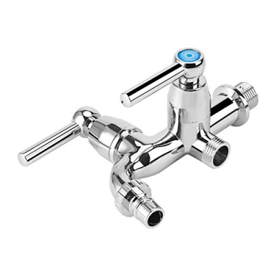 Afbeelding van Waterkraan Kraan Dubbele Niveau Mixer Enkele Koelkraan Uitloop G1/2 voor Wasmachine Aanrecht Douche (Rechte Handvat)