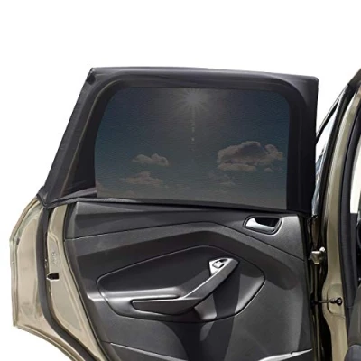 Afbeelding van Universeel auto voorruit zonnescherm 2 stuks ademend gaas achter zijruit schaduw UV bescherming voor baby, familie en huisdier maat M. het muggennet is geschikt de meeste (95%) van auto&#039;s, bedekt volledige venster