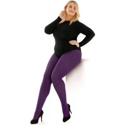Afbeelding van Pretty Polly Panty Maillot Plush Matte Curves Opaque Grote Maten Maatje Meer Plus Size Dikke 60 Den. 1XL 46/50 Paars