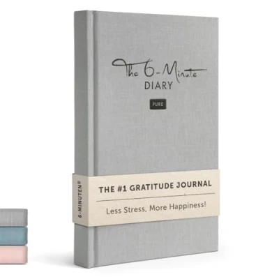 Afbeelding van The 6 Minute Diary PURE (vervolgversie) Minuten per dag voor Mindfulness, Geluk en Productiviteit Een eenvoudige effectieve dankbaarheid Journal ongedateerde dagelijkse planner (Grauw, Engels)