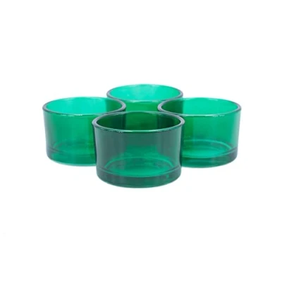 Afbeelding van Theelichtglazen klein 51x33 mm set 4 stuks theelichthouders glas donkergroen