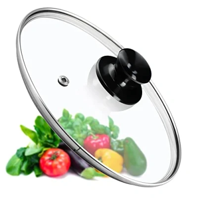 Afbeelding van KADAX K7883 Pandeksel universeel deksel van glas met glanzend zwarte handgreep hittebestendig in verschillende maten pannendeksel glazen voor pot pan (28 cm)