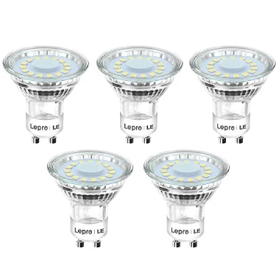 Afbeelding van LE GU10 LED lamp, 4W 350 lumen lampen, 5000 Kelvin daglicht wit, vervangt 50W halogeenlampen, 120 graden stralingshoek reflectorlamp, 5 stuks